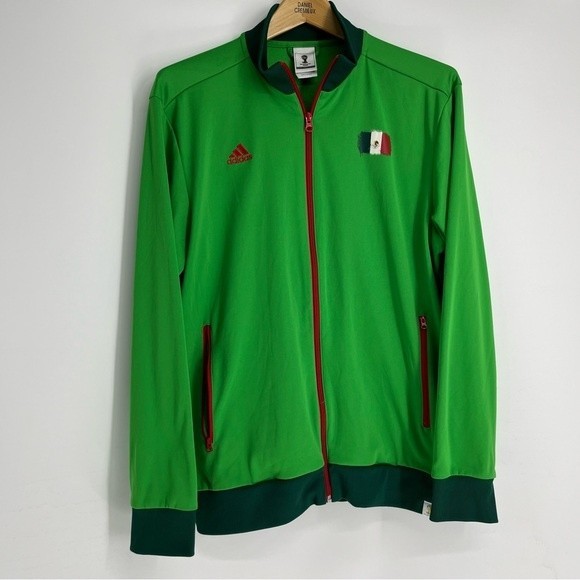Adidas Jacket Mens Large Green 2014 Brazil Viva Mexico World Cup Zip Track Sport - Picture 1 of 16